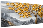 Kép – Fa arany levelekkel (120x50 cm)