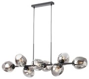 Redo 01-2622 - Csillár zsinóron PIERCE 8xE27/42W/230V fekete/füstös