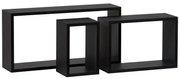 P-009 falipolc, 3 db-os szett, fekete matt
