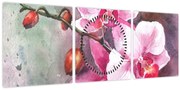 Kép - Orchideák, akvarell (órával) (90x30 cm)