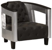 fekete repülős stílusú valódi bőr fotel