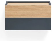 Antracitszürke-natúr színű éjjeliszekrény tölgyfa dekorral Otto – Teulat