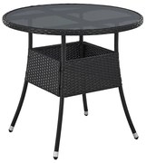 Juskys Yoro rattan kerek asztal Ø80 cm - fekete
