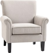 HOMCOM Kárpitozott Relax Karosszék Karfával, Levehető és Mosható Ülőfelülettel, Fa Lábakkal Modern Stílusú Hálószobához, Terhelhetőség 150 kg, 79x78x8