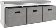 HOMCOM Előszoba Cipőtartó Pad 3 Fiókkal, Cipőtároló Pad Fa és Szövet Üléssel, Cipőtartó 3 Pár Cipőhöz, Nappali és Előszoba, 105x35x47 cm, Fehér | Aoso