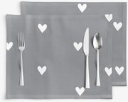 Goldea pamut reggeliző alátét - szívecskék, szürke alapon - 2db 30 x 40 cm