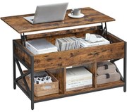 Emelhető tetejű dohányzóasztal 50 × 100 × (49–62 cm), barna és fekete színben