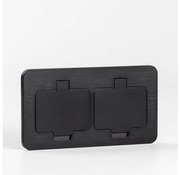 Solight 5B323B - Kültéri beépített padló dupla aljzat IP55 fekete négyszögletes