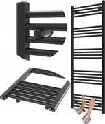 Fürdőszobai Radiátor Fekete Létra 60x150 cm Radiátor Szerelés 180° Breno