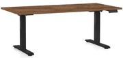 OfficeTech D állítható magasságú asztal, 160 x 80 cm, fekete alap, silverjack tölgy