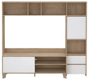 Fehér-natúr színű nappali bútor szett tölgyfa dekorral 209x183x48 cm Next – Tvilum