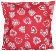 Szív karácsonyi párnahuzat piros, 40 x 40 cm