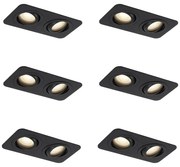 6 darabos, lekerekített, süllyesztett spotlámpa szett, fekete GU10 50mm, forgatható és dönthető, IP44 2-lámpás - Alberto