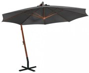 antracitszürke tömör fenyőfa függő napernyő rúddal 3,5 x 2,9 m