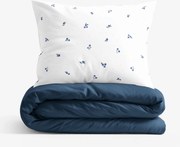 Goldea pamut ágyneműhuzat duo - áfonya mintás, tengerészkék hátoldal 140 x 200 és 70 x 90 cm