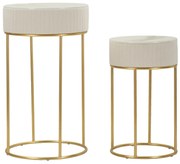 Moden kisasztal 2 db szett fehér és arany színű