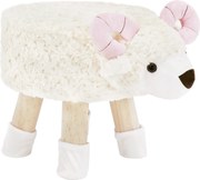 Zsámoly bárány alakban, Velvet szövet fehér/rózsaszín/természetes, LOLA