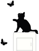 Matrica kapcsolóra "Macska lepkékkel" 9x11 cm