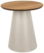 Krémszínű-natúr színű kerek dohányzóasztal tölgyfa dekoros asztallappal ø 45 cm Soli – Actona