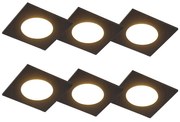 6 db-os beépített spotlámpa készlet fekete LED-del, 3 fokozatú fényerőszabályzóval, IP65 - Simply