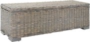 vidaXL szürke natúr kubu rattan és tömör mahagóni fa tárolódoboz 110 cm