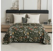 Ágytakaró COLORFUL MEADOW sötétzöld Méret: 170 x 210 cm