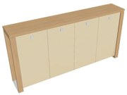 Verno+ közepes gardrób 260 x 46 x 130 cm, üvegajtó, világos tölgy / vanília