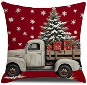 Karácsonyi párnahuzat TRUCKMAS 45x45 cm, piros