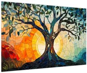 Kép – Mozaik – nap és fa I. (90x60 cm)
