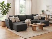 U alakú kinyitható kanapészett LIVARO 305x140 cm, sötétszürke