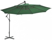 zöld konzolos kerti napernyő LED-del és fémrúddal 350 cm