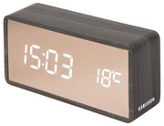 Mirror rézszínű LED ébresztőóra sötét fa dekorral - Karlsson