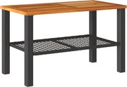 vidaXL fekete polyrattan és akácfa kerti asztal 70 x 38 x 42 cm