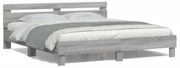 szürke sonoma színű ágykeret fejtámlával és LED-del 200x200 cm