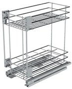 Konyhai fémrács, 200mm, fenéklapra szerelhető, ezüst szürke, teljes kihúzás, csillapított záródás, rejtett fióksín, 2 kosár SIGE, Green Line 003