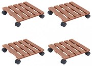 4 db barna kerekes növénytartó WPC 30x30x7,5 cm