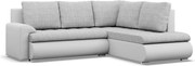 Tokio sarokkanapé, L alakú háttámlával, 2 ágyneműtartóval, fonott + műbőr, jobboldali, szürke - fehér