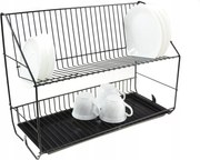 Edényszárító Csepegtető Kétszintes Akasztós Fekete