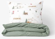 Goldea pamut ágyneműhuzat duo - zakopane, zsálya színű hátoldal 140 x 200 és 70 x 90 cm