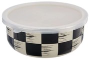 Orion Smaltovaná miska s UH víčkem Šachovnice Lem, pr. 19 cm
