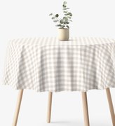 Goldea kör alakú pamut terítő - latté kockás Ø 100 cm