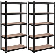 SONGMICS 2 db-os nagy teherbírású fém polcos készlet, 40 x 90 x 180 cm, fekete