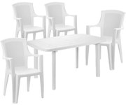 Parla 4 személyes Kerti Bútor Szett Kingston székkel - Fehér SX