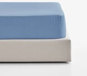 Goldea lenvászon keveréket tartalmazó körgumis lepedő - kék 80 x 200 cm