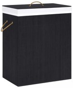 fekete egyrészes bambusz szennyestartó kosár 83 L