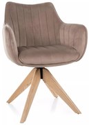Azalia D bársony étkezőszék sötétbézs forgatható üléssel