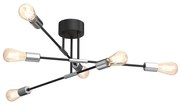 Csillár rúdon FLAME 6xE27/60W/230V fekete/fényes króm