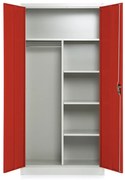 Fém szekrény, 90 x 45 x 185 cm, hengerzár, piros - ral 3000