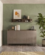 TRAY Szürke - Mercure tölgy alacsony Komód 3 ajtós 181 cm