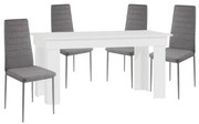 Montilla 4 személyes étkezőszett Coleta székekkel, Fehér - Szürke szövet N